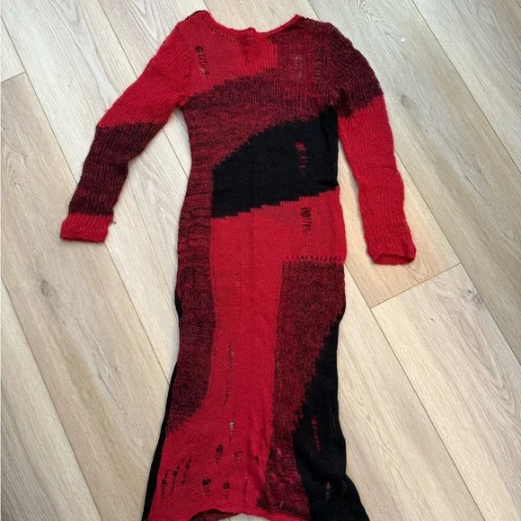 CIDER KNIT PATCHWORK RIPPED DRESS - Picture 2 of 3